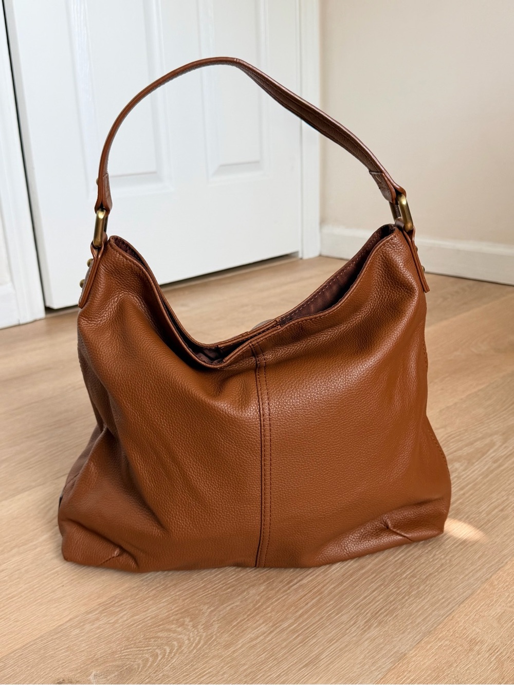 NWOT Vintage Y2K Kooba Pebbled Leather Hobo Bag Brown Slouchy Shoulder Tote - Picture 2 of 14